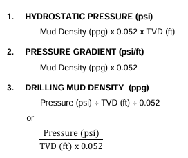 Hydrostatic Formulas (API)